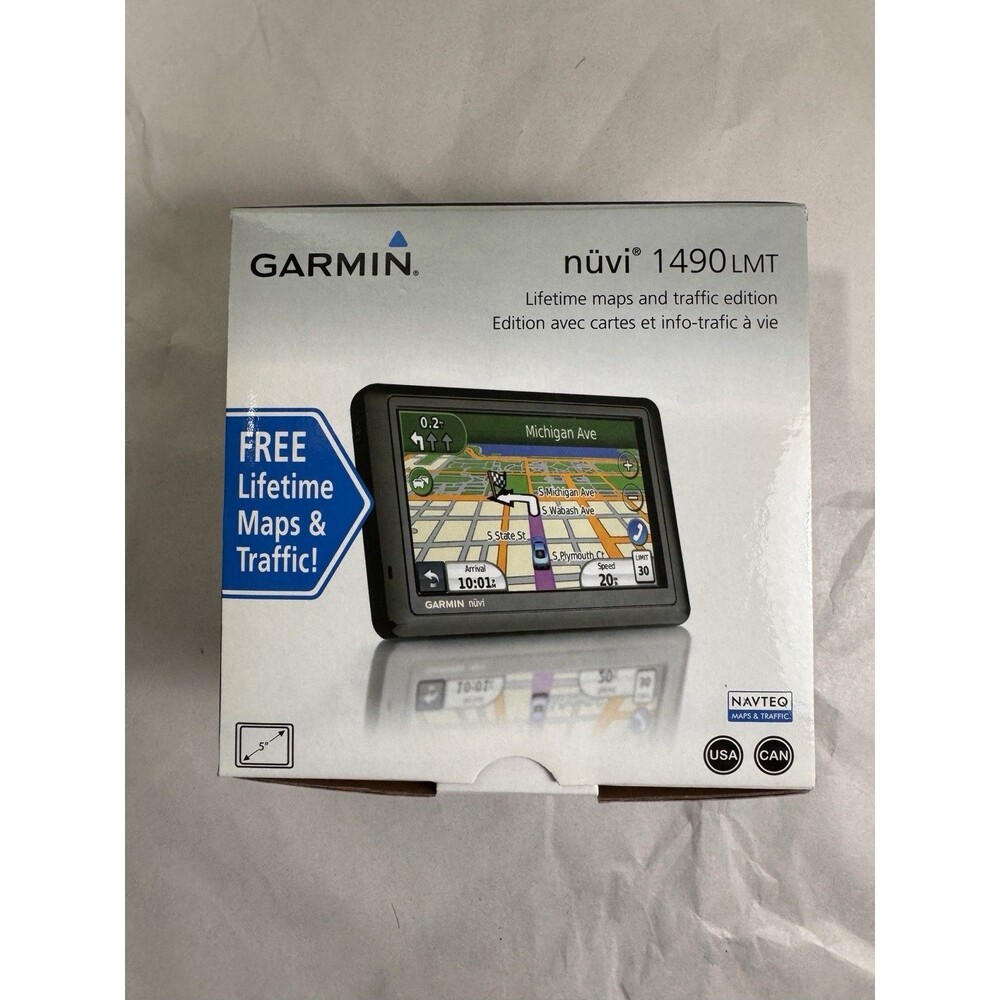 GARMIN Nuvi 1490 LMT 5.0" Touchscreen GPS Navigation Lifetime Maps. Bluetooth +